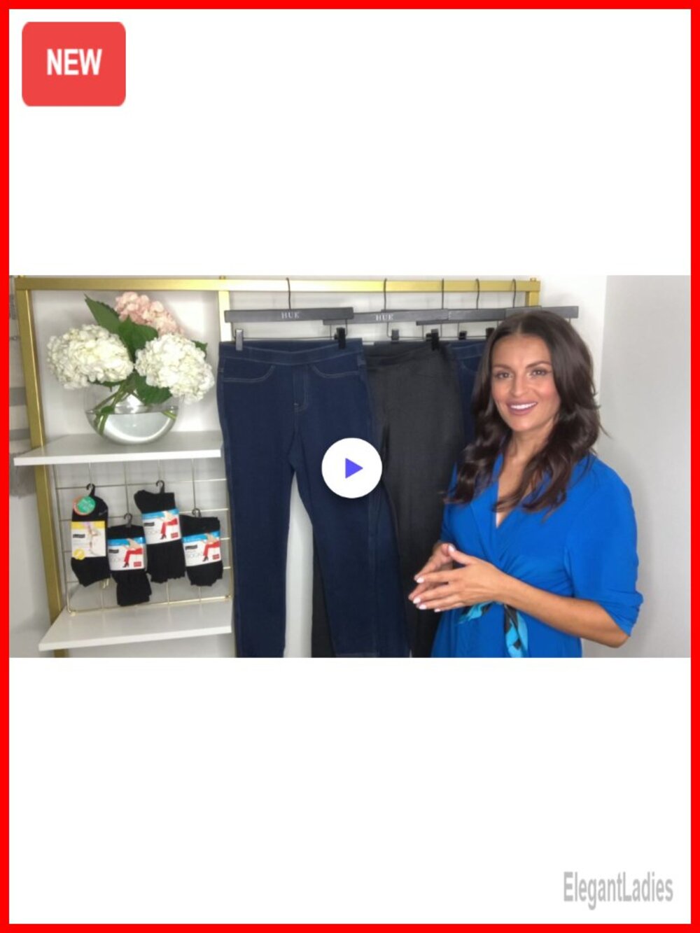 Classic Denim Capri Leggings with Pockets Stretch Pull On Pants - Picture 6 of 6